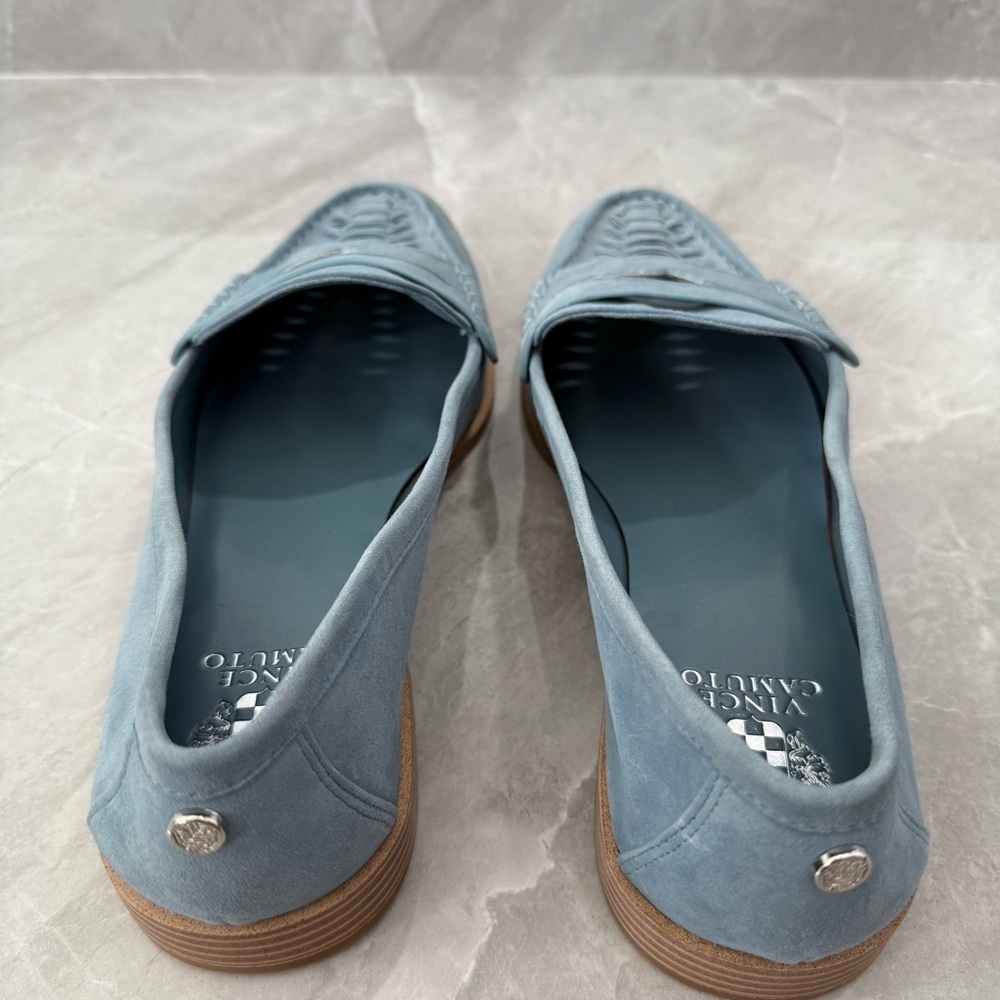 NWOT Women’s Vince Camuto Caylas Woven Leather Suede Slip On Penny Loafers 11 - Picture 8 of 13